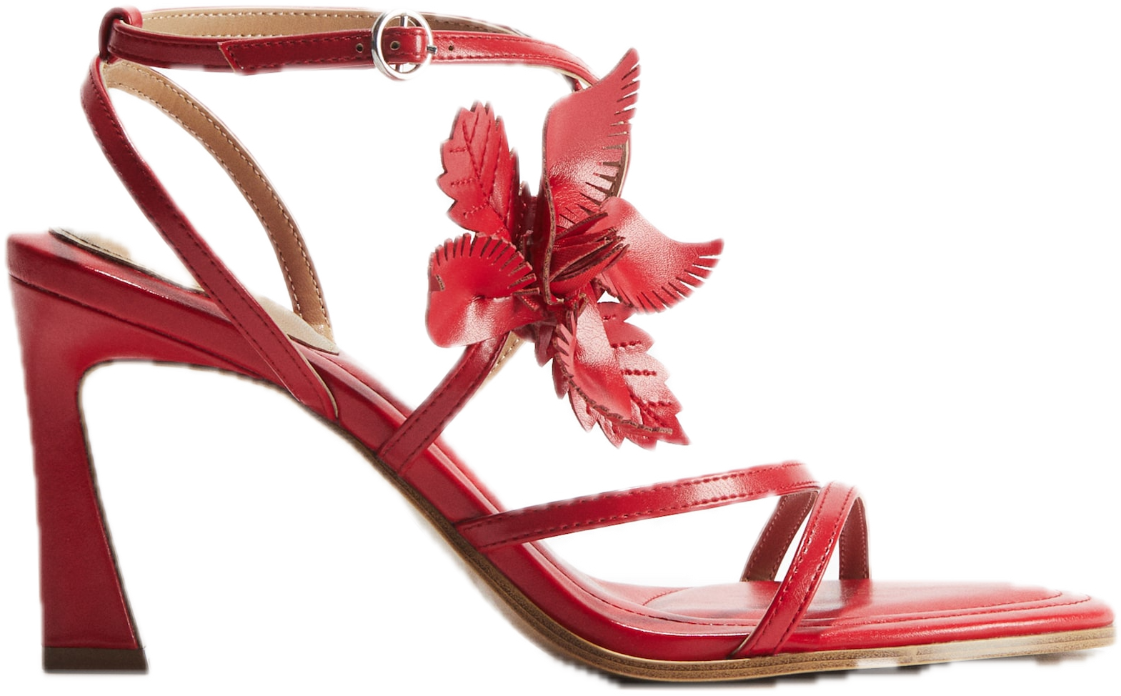 Appliquéd Heeled Sandals - Pale yellow